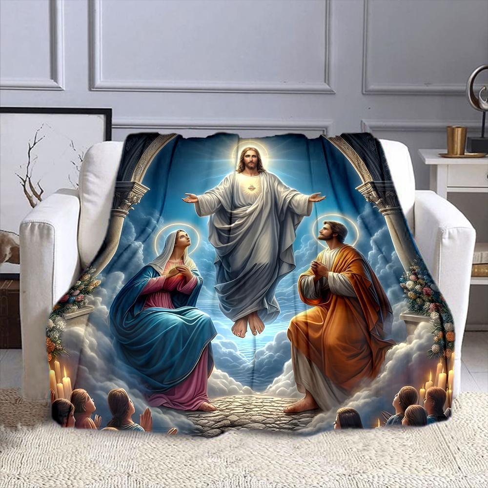 "Religious Scene with Jesus Rising" Patterned flannel blanket perfect for the bedroom living room, sofa, or a little nap