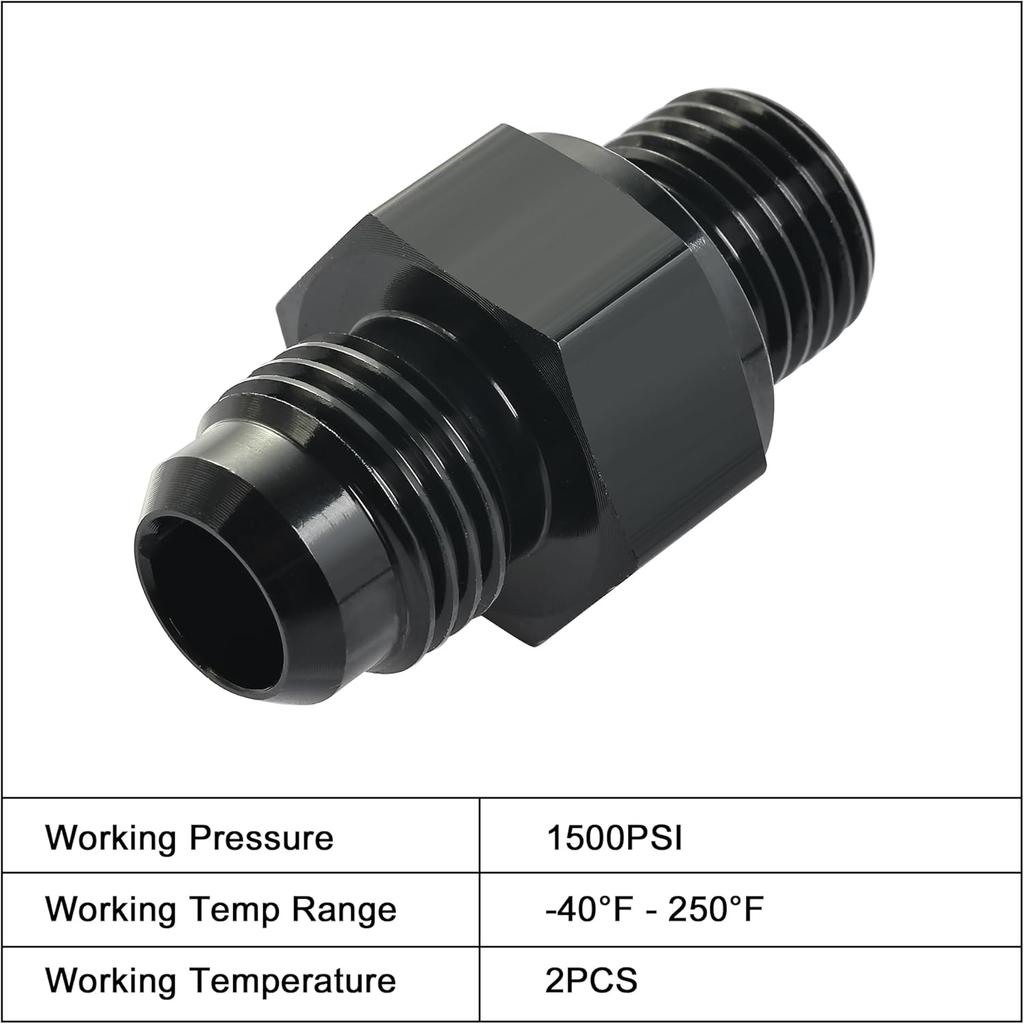 EVIL ENERGY 6AN Male to 1/4" NPSM Transmission Cooler Fitting Adapter Aluminum Black 2PCS, Fits TH350 TH400 4L60E 700R4 200-4R TR6060 AOD 4R100 4R70W