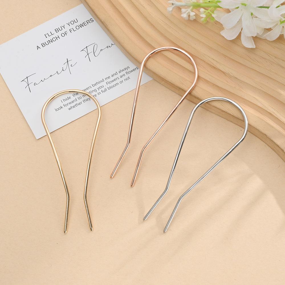 Nouvelles épingles à cheveux simples en forme de U, épingles à cheveux, bâtonnets à cheveux en métal, pinces à cheveux géométriques, accessoires pour cheveux fashion, bijoux pour femmes, couvre-chef