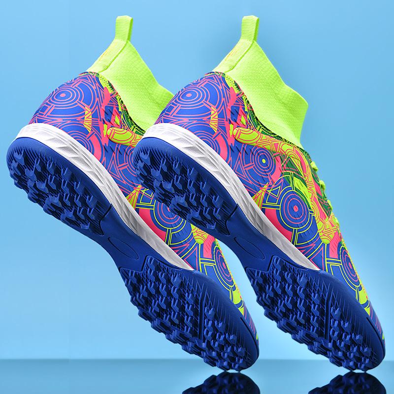 

Модные мужские футбольные бутсы TF/FG с высоким голеностопом, детские женские уличные нескользящие разноцветные тренировочные матчевые спортивные кроссовки для травы 37