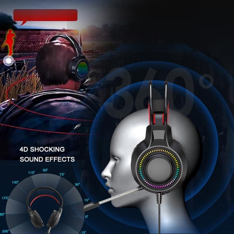 Wireds Over Ear Headphones With Glowing LED Lights 40mm Composite Diaphragm Driver Ergonomic Protein Leather Cushions Flexible Two Suspension Headbeam