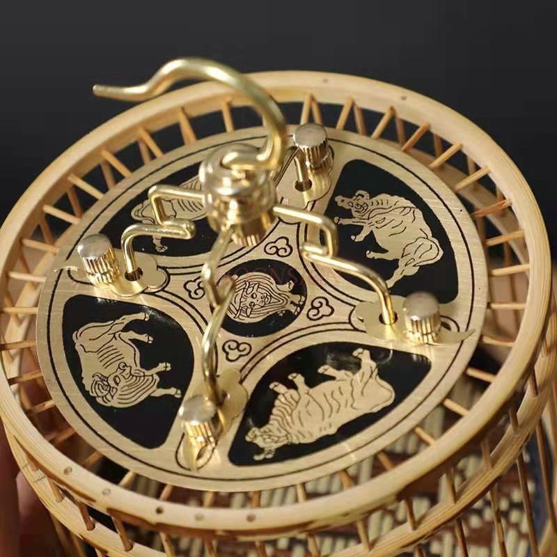 Boutique Mini Bird Cage Small Spotted Bamboo Plum Concubine Bamboo Pure Handmade Bamboo Round Cage Cricket Grasshopper Cage