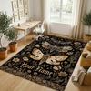 Mystic Moth Theme Soft Crystal Velvet Rug Custom Name & Text Print Non Slip Floor Rug for Bedroom Living Room
