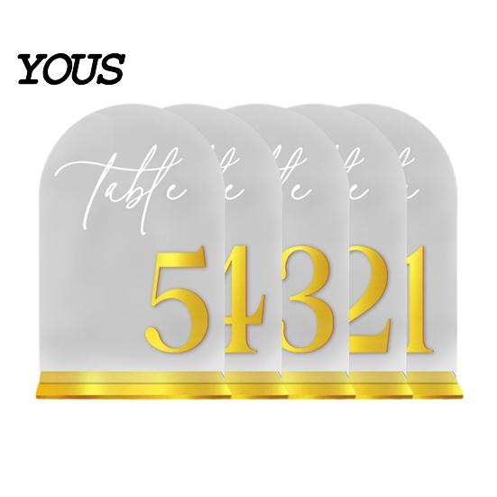 Table Number Plates Arch Wedding Numbers, 1-10 Place Cards with Stands, Holders Clear Acrylic Signs for Receptions, Parties, Anniversaries,