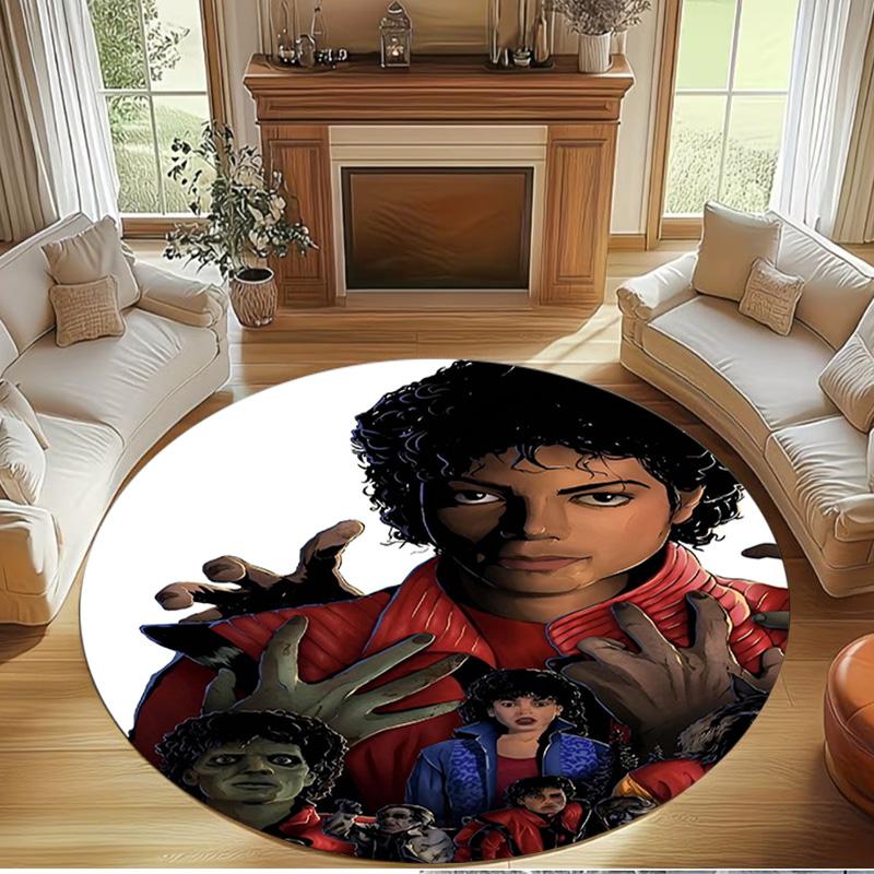 Michael Jackson Druck Runder Teppich, Waschbarer Bodenläufer, Für Eingangsbereich Studentenwohnheim Waschküche Büro Arbeitszimmer, Heimdekoration Geburtstag Weihnachtsgeschenk