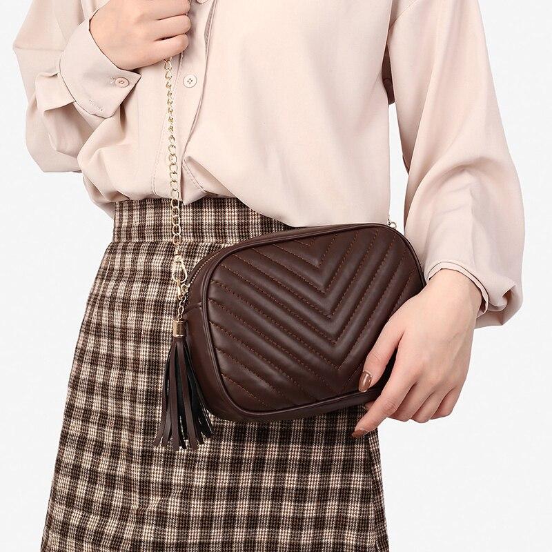 aliwood женская сумка из искусственной кожи с ромбовидной решеткой и кисточками — фото 7