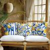 1/4pcs Coastal Blue Stripe Lemon Blossom Throw Pillow Cover Home Farmhouse Outdoor Decoration Cushion Cover