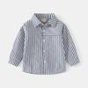 Kids Boys Long Sleeve Striped Embroidery Casual Children Shirt Spring Autumn Top