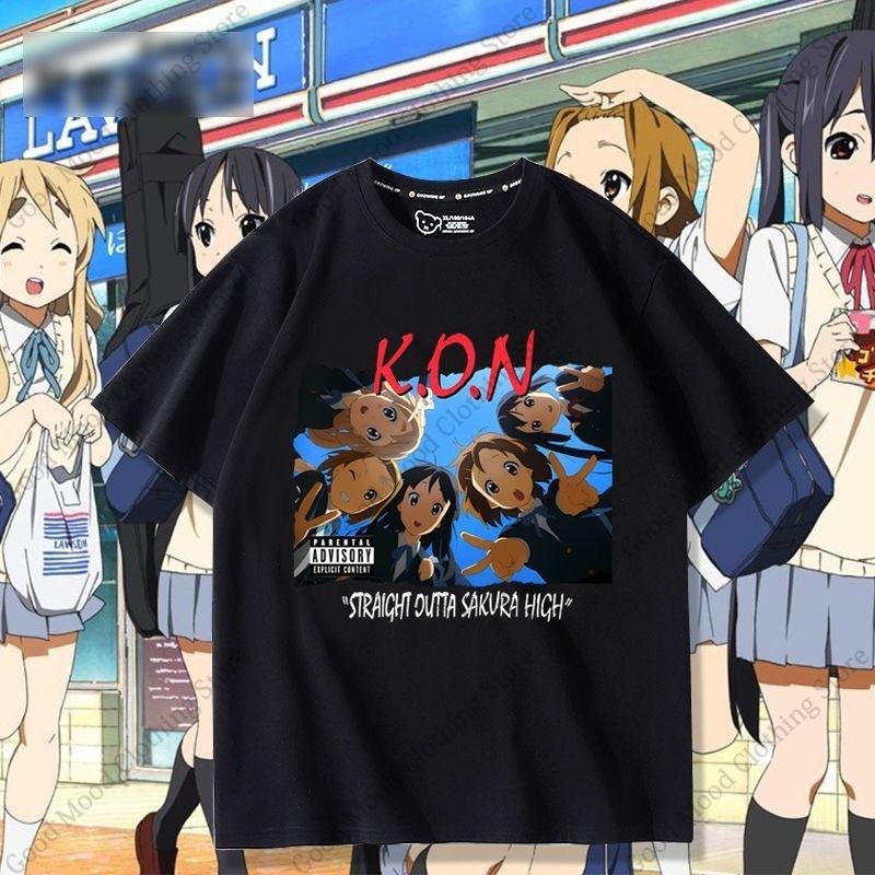 Anime KON T Shirt K ON Hirasawa Yui Akiyama Mio Cartoon Print Tshirt Unisex Women High Quality Cotton Short Sleeve Tee Tops