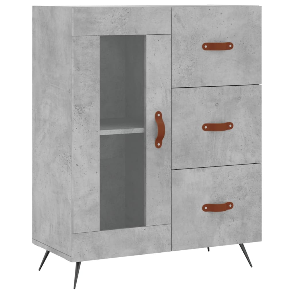 Vidaxl Display Cabinet, Concrete Grey 69.5X34X180 Cm Wood-Based Material