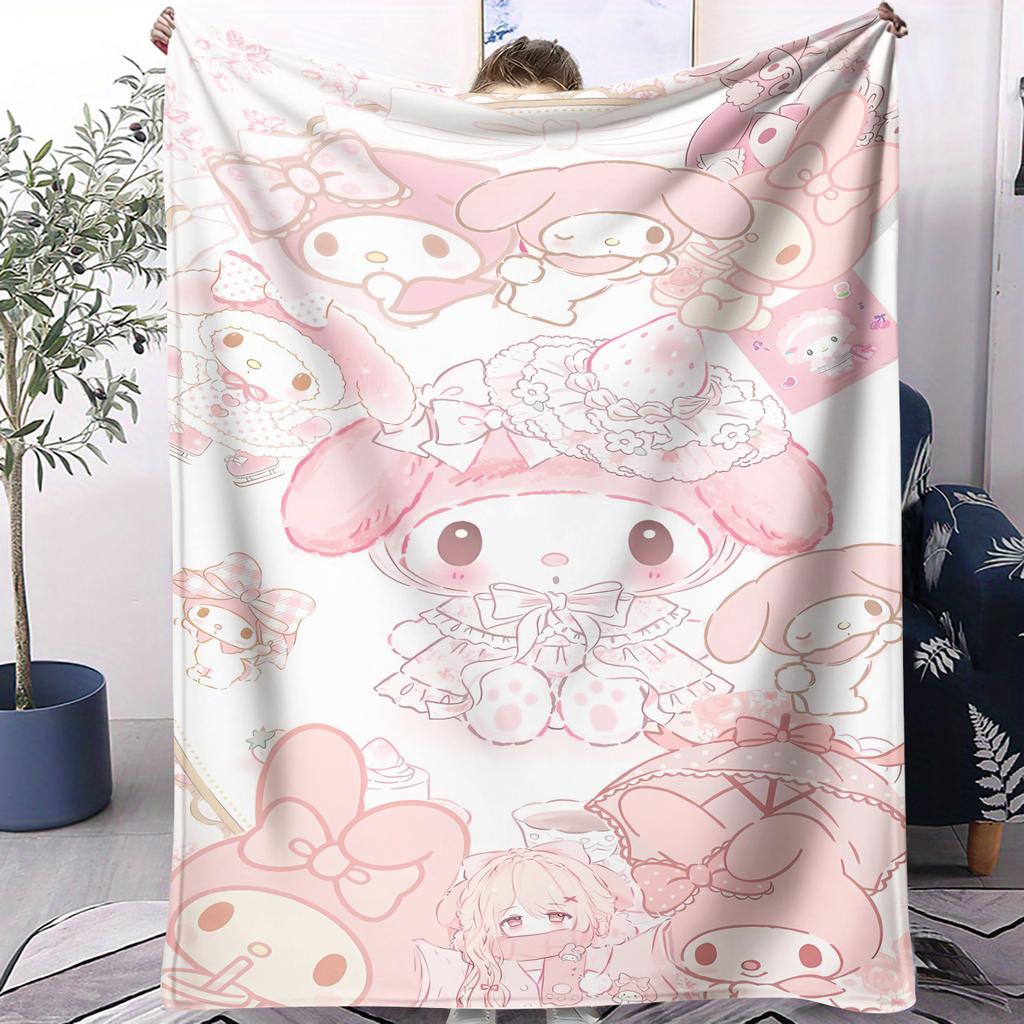 Cartoon Sanrio Group Small Cover Blanket Soft Comfortable All Season Bed Bedroom Dorm Sofa Office Car Lunch Camping Nap Gift