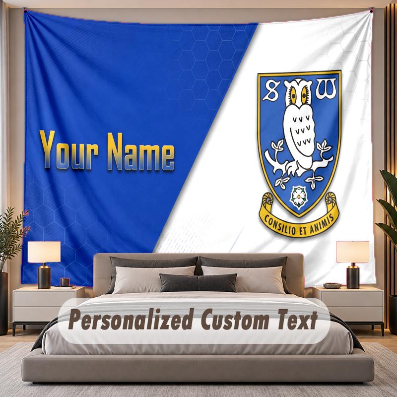 Custom Name Text Tapestry Sheffield Wednesday FC Personalized Polyester Wall Tapestry For Bedroom And Room