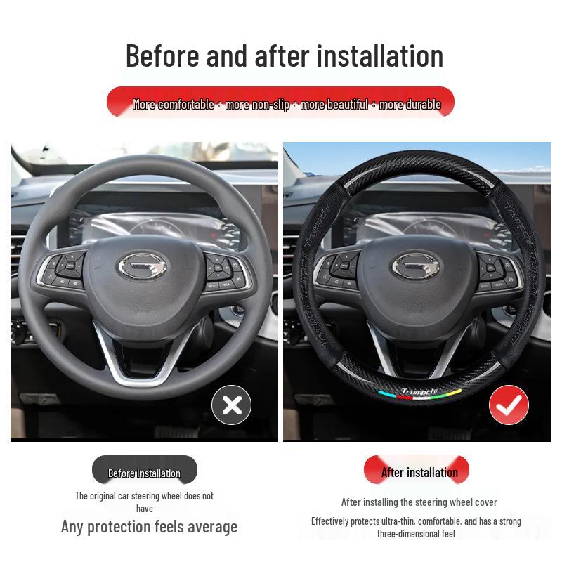 Genuine Leather Steering Wheel Cover for GAC Trumpchi GS4 GS3 GS5 AION V S Mei 580 GA4 GA6