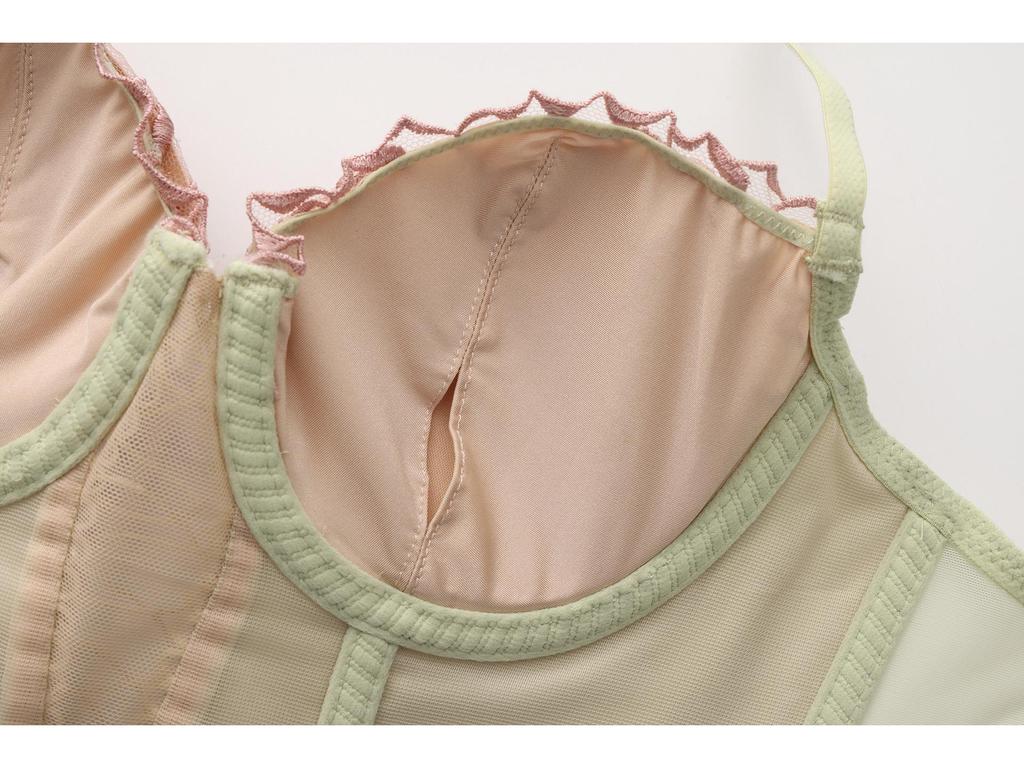 Retro Rose Korsettweste & BH-Set – Europäischer & Amerikanischer Taillenformer, Longline Französisches Design für Damen