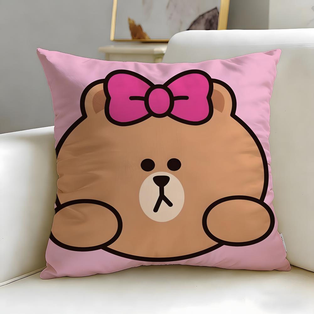 classic cartoon Cartoon Bear Cushion Cover Soft  EasyWash Pillow Case  Versatile for Couch Bed Travel and Office