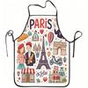 1pc Paris Romance French Style Print Apron, Durable And Easy To Clean, Adjustable Waistband, Polyester Material, for Kitchen Cooking, Gardening, Orcha