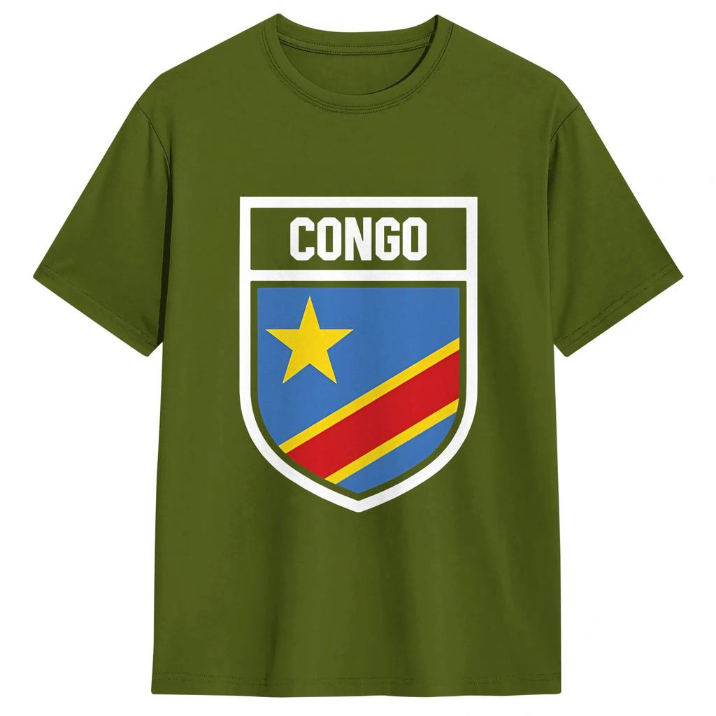 Fashion Congo Flag TShirts Unisex Round Collar Pure Cotton T Shirt Short Sleeve Tee Shirt 6XL Tops