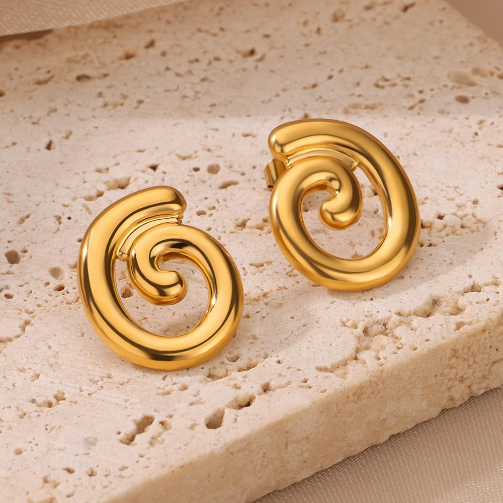 Stainless Steel Earrings for Women Twist Circle Stud Earring 2024 Trend Luxury Classic Elegant Piercing Ear Zircon Gift aretes