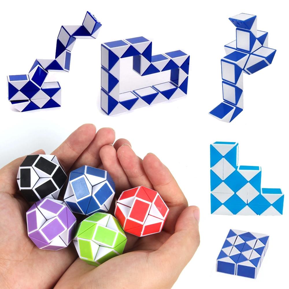 24 Segments Mini Fidget Folding Magic Snake Ruler Puzzle Educational Toys for Kids Adults Fidget Toy Birthday Party Favors Gifts
