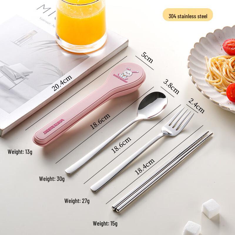 Wutuo Portable Cute Bear 304 Stainless Steel Cutlery Set