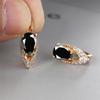 New drop-shaped emerald zircon plated champagne gold ear buckle wedding earrings women's jewelry