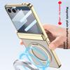 For Samsung Galaxy Z Flip 7 Case Luxury PU Leather Skin Hinge MagSafe Magnetic Ring Stand Protect Back Cover For Z Flip7 Shell