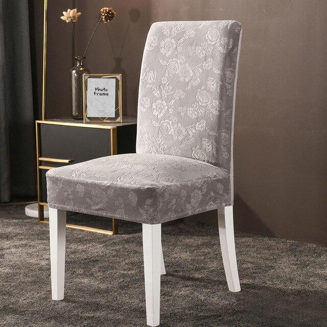 1/2/4/6 Pcs Velvet Extensible Dining Chair Cover Spandex Slipcover Case For Kitchen Dining Room Chair Covers Elastic Stretch