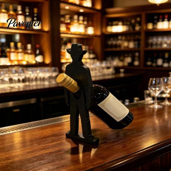 Sturdy Wine Organizer 3D Printed Cowboy Rack, Creative Bottle Holder, Stable Desktop Dining Room Table Centerpiece Art Ornament for Home Kitchen