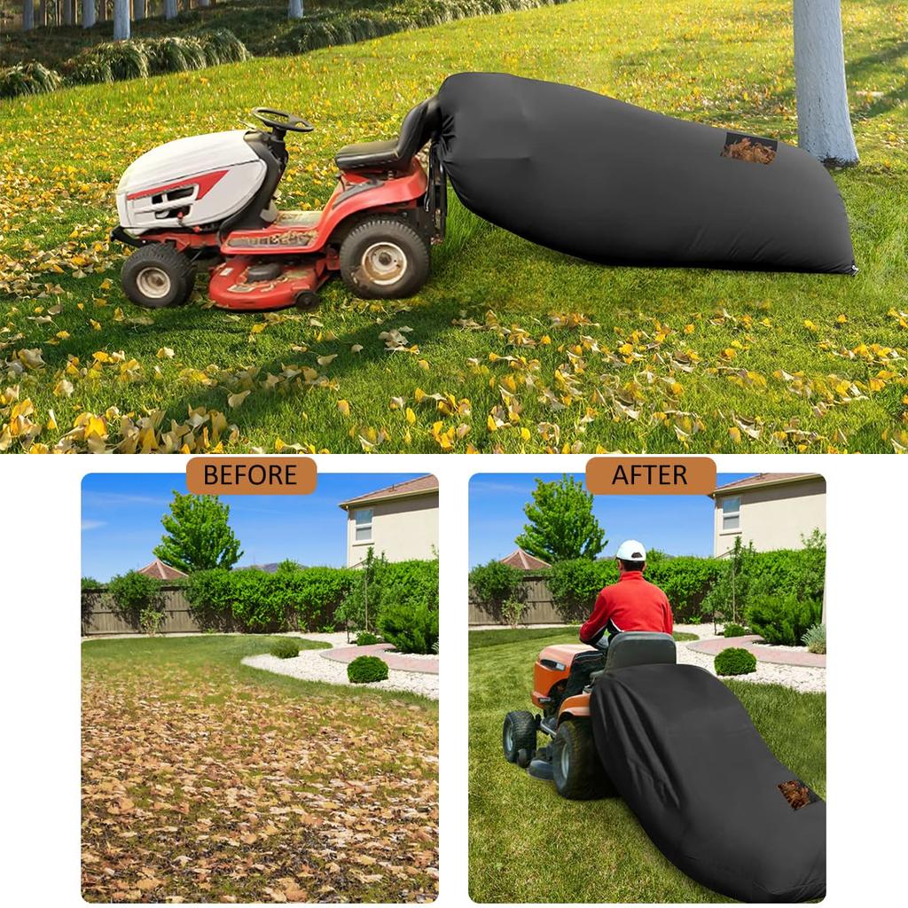 Lawn Tractor Leaf Bag Grass Catcher Bag Garden Leaf Bag 200×130cm Wear-Resistant Large Capacity 420D Oxford Cloth Lawn Mower Gra