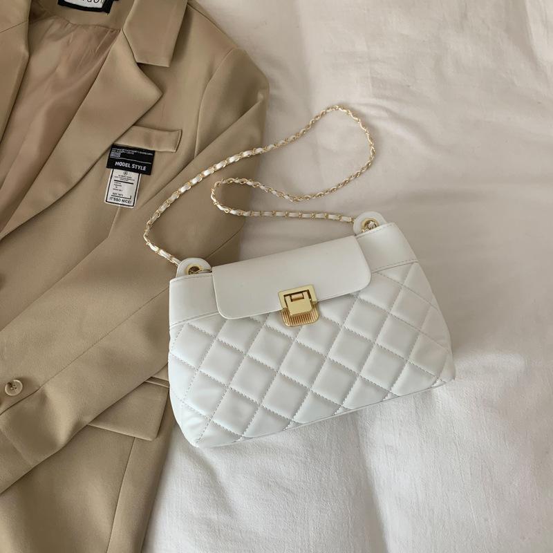 

Маленькая сумка на цепочке с ромбовидным узором, женская сумка 2025 весна, новая модная универсальная сумка-мессенджер, женская сумка через плечо белый