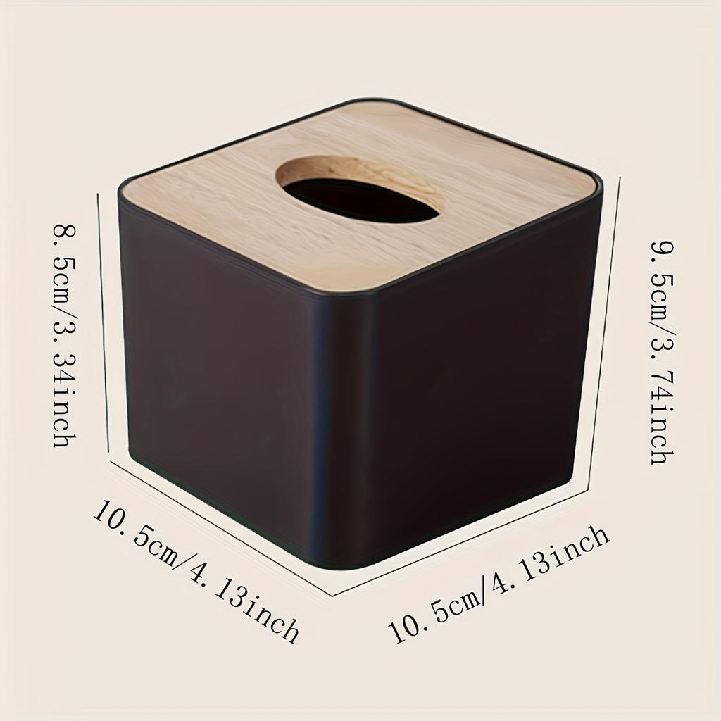 1pc/2pcs-Nordic Style Plastic Tissue Box with Wooden Cover - Paper Box for Restaurants and Rooms - Tissue Storage