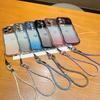 For iPhone 16 Pro Max Case with Strap Electroplating TPU Phone Cover Love Heart Gradient Glitter