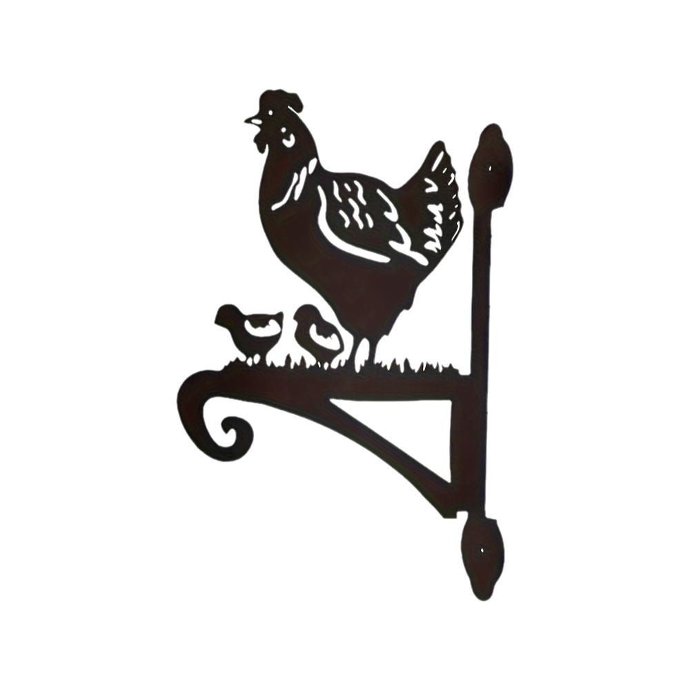 Iron Hen Chicks Silhouette Hanging Bracket Wall Mounted Flower Pot Bracket  Garden Decor чёрный
