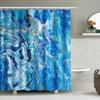 Modern Blue White Shower Curtain Waterproof Fabric Bath Decor Abstract Design Print Room Decoration Extra Long 72x84in (193cm x