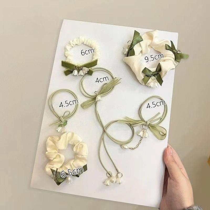 Set lily of the valley flower rubber band hair ring high elasticity and durable Korean version of the head rope new fresh girl hair tie rope