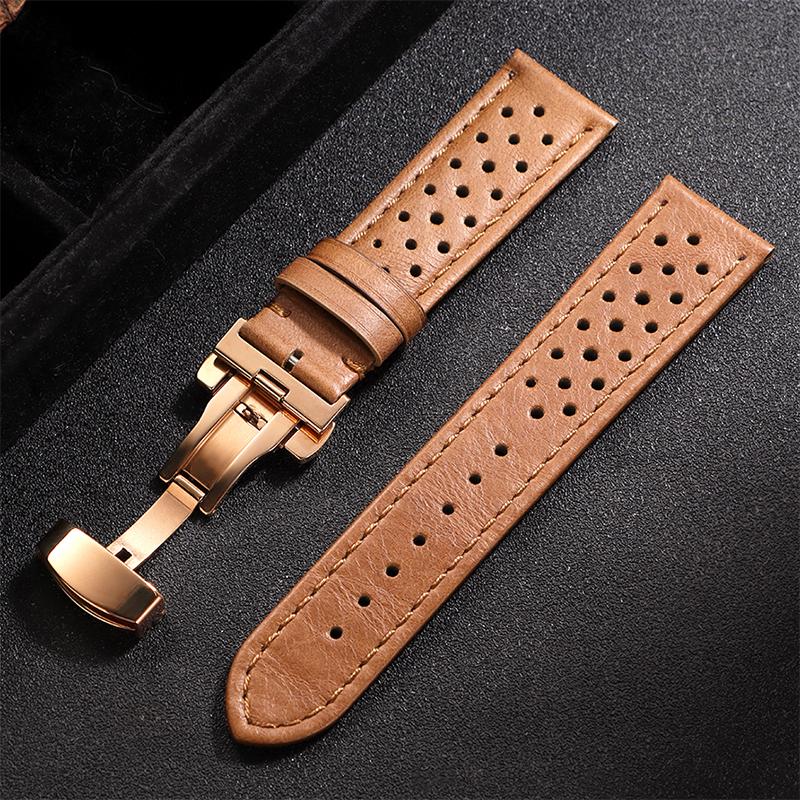 18mm 20mm 22mm Echtes Rindsleder Uhrenarmband Armband Vintage Weich Atmungsaktiv Kalbsleder Uhrenarmband Herren Damen Faltschließe Armbänder