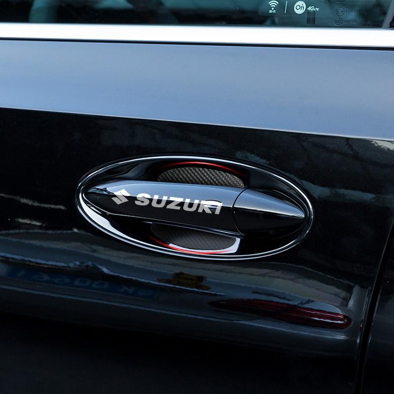 8pc Car Door Sticker Carbon Fiber Scratches Auto Handle Protection Film For Suzuki Jimny GW250 Samurai Vitara Swift Baleno SX4 Ignis Alto Splash Swace