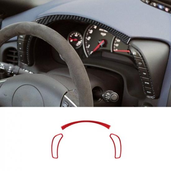 Gloss Red Carbon Fiber Car Driver Dashboard Frame Cover For Corvette C6 05-13