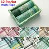 8 Styles DIY Decorative Scrapbooking Masking Tape Adhesive Label Stickers Tape Flower Leaves Washi Tape 12 Rolls/Set