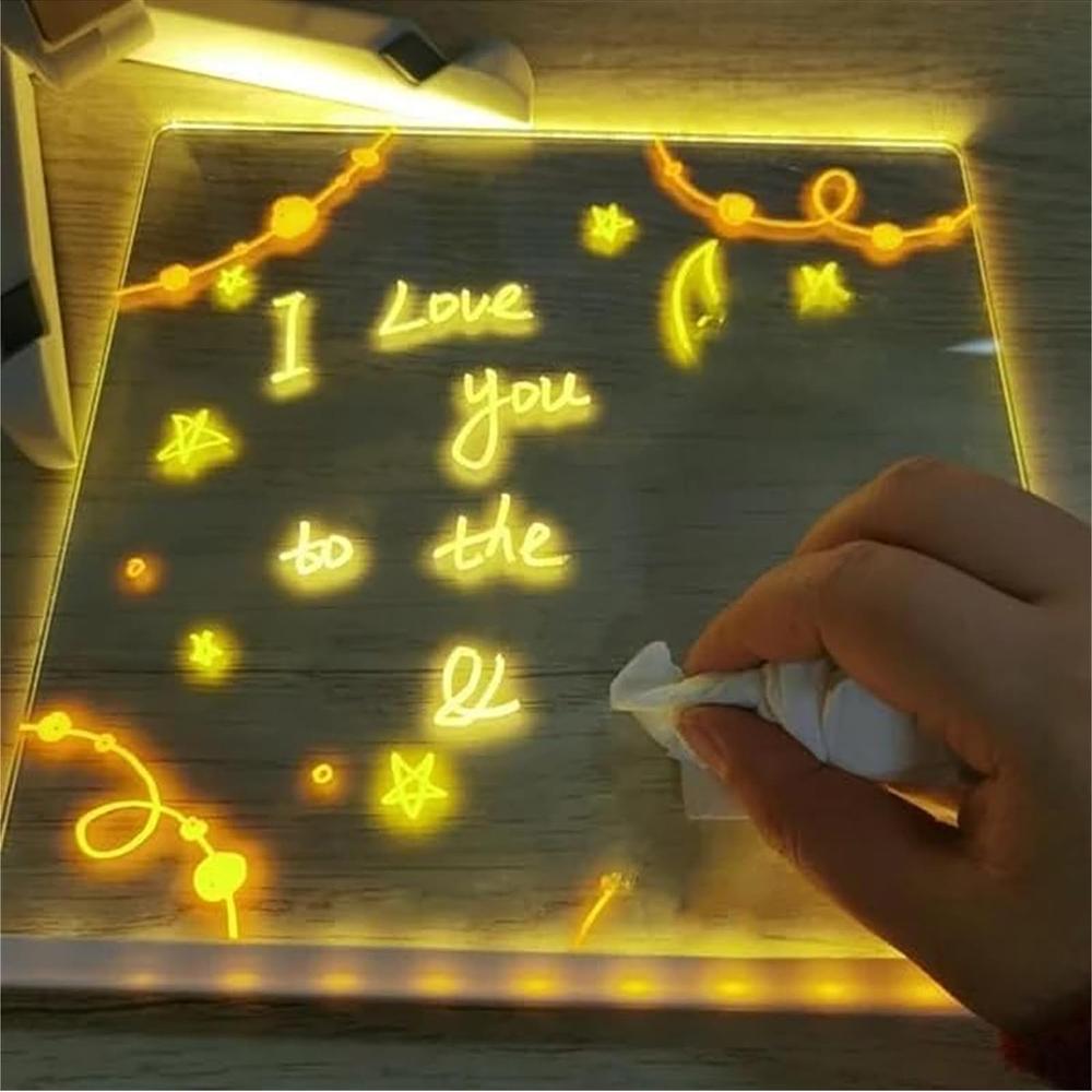 Usb Led Night Light Acrylic Message Note Board For Children Bedroom Bedside Lamp