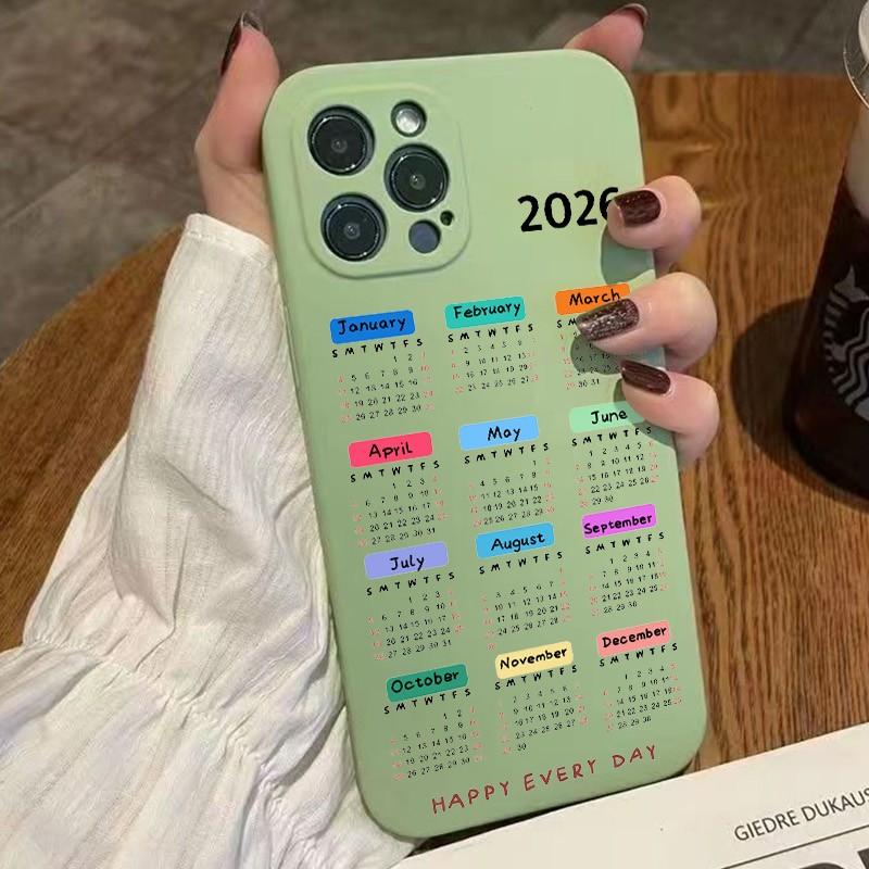 Phone Case For Xiaomi Redmi Note 14 Pro Plus 5G 14 13 12 11 10 Redmi 14C 13C 12C With New Year 2026 Calendar Pattern Soft Cover