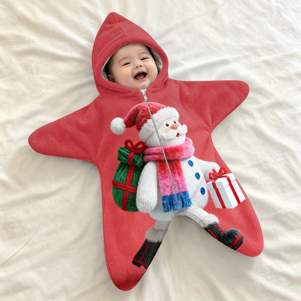 Baby Flanell Puckdecke mit Weihnachtsdruck - - Aufwach-Schlafsack für Neugeborene, Outdoor-Reiseumhang