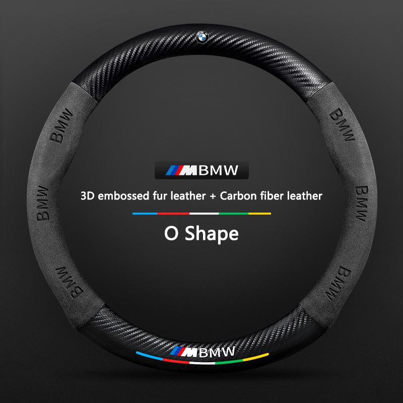For BMW E46 E90 E39 E60 E36 E30 E61 E91 E92 E87 F10 F20 F30 Car Anti-Slip Suede Carbon Fiber Steering Wheel Cover Auto Accessory