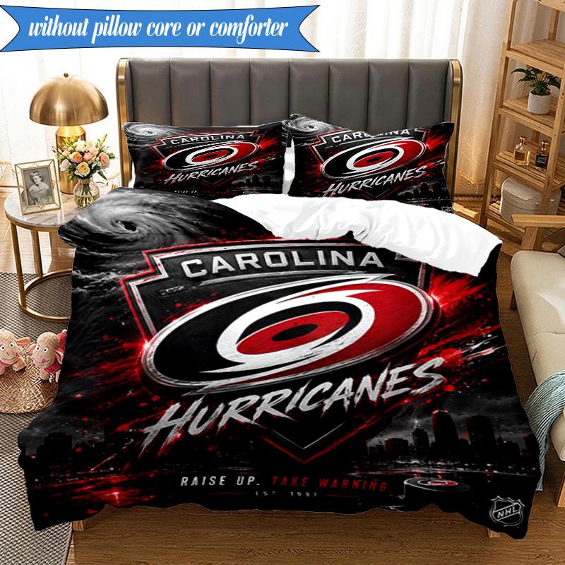 3PCS Hurricanes Team Spirit Bedding Set,Including 1pc Duvet Cover And 2pcs Pillowcases Perfect for Bedroom, Dormitory, Fan Christmas gift