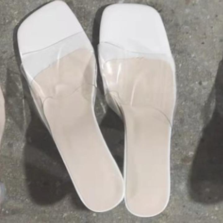 

Transparent high-heeled cool slippers for women s summer new wear half-drag women s shoes with sandals for women 43 білий