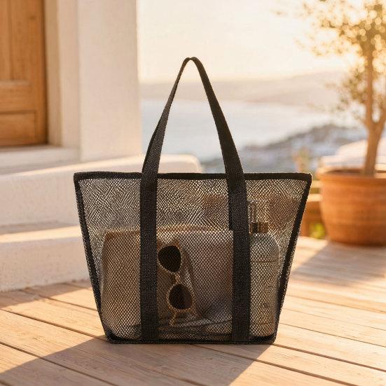 Mesh Beach Bag, Large Capacity Foldable Tote Bag, Sandproof Dirt-Resistant Portable Fitness Shower Bag, for Beach And Swimming Pool