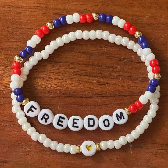 Freedom Bracelets Beaded Memorial Wristband Elastic Turning Point Patriotic Bracelets for Men Women Kids Commemorative Events