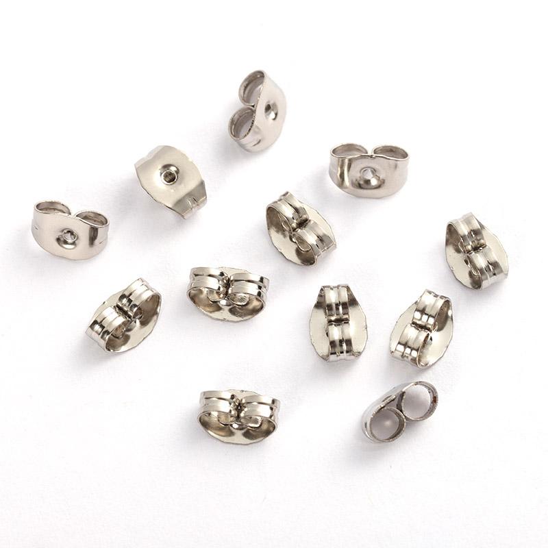 

50-100pcs Stainless Steel Flower Earrings Back Butterfly Round Ear Nut Stopper DIY Jewelry Making Supplies Earring Accessories
