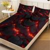 1 Simple Red Glowing Polygon Printed Matte Fitted Sheet, Bedroom Printed Bed Cover, Bedding (excluding Pillowcases)