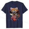 Punk Red Panda Play Drum In Heavy Metal Band - T-Shirt Europe Top T-shirts for Men Cotton Tops & Tees Personalized Classic